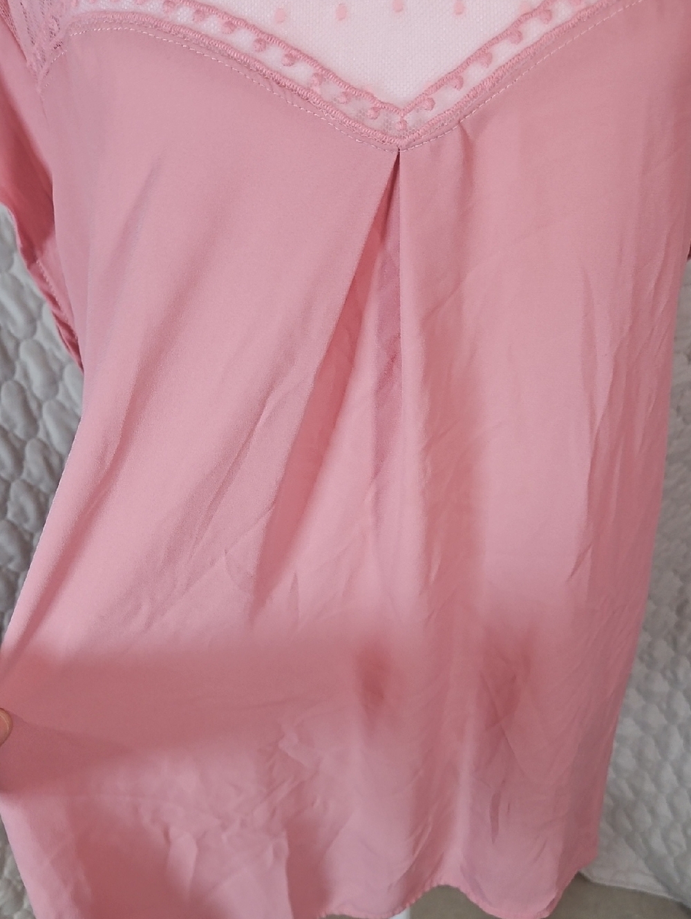 Absolute Angel New York Pink Lace Swiss Dot Detail Blouse - Picture 9 of 9